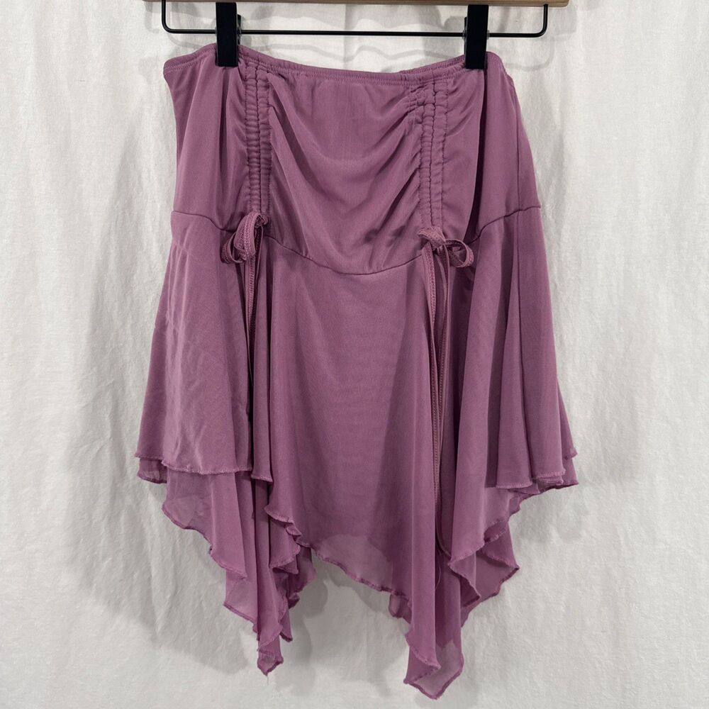 Current Mood Pink Hanky Hem Drawstring Pull On Mini Skirt Women’s Sz L Whimsy
